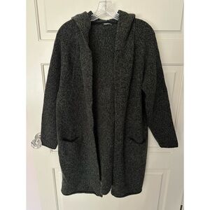 Aritzia - TNA Dark Green and Black Heather Hooded Long Sweater
